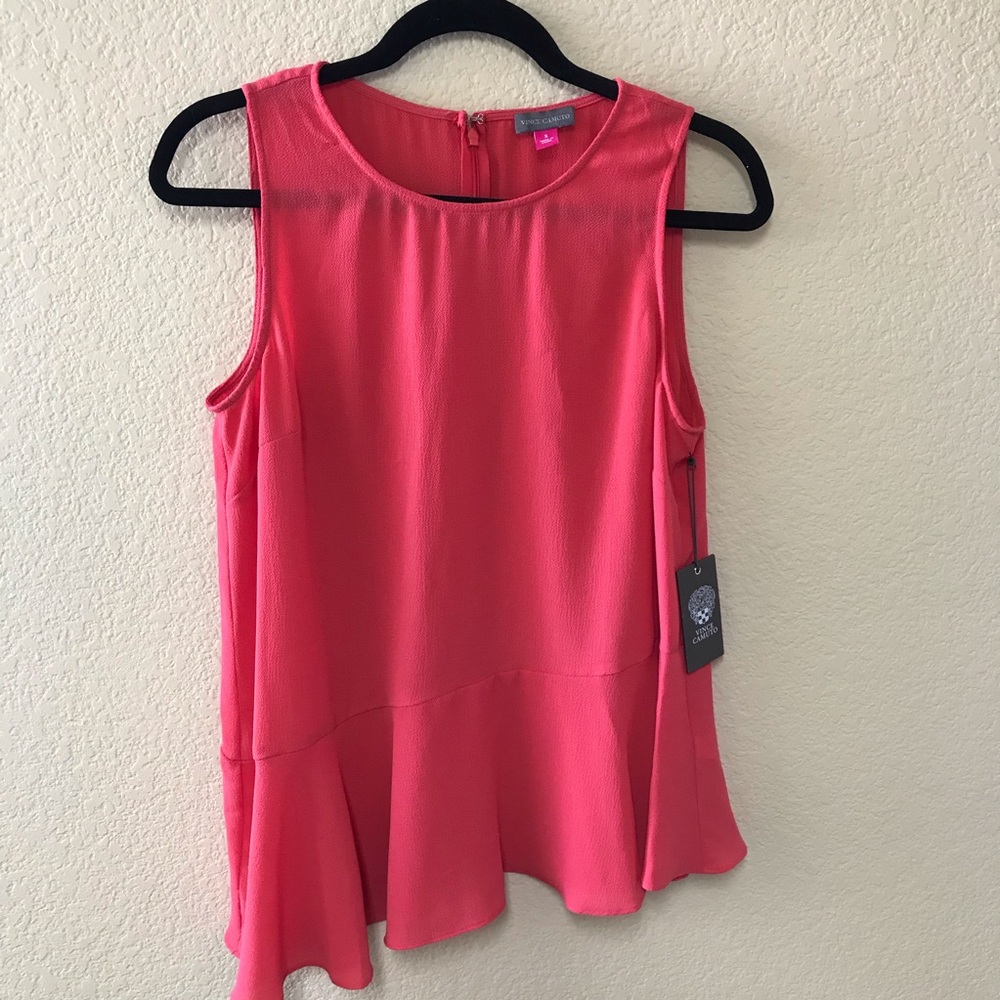 VINCE CAMUTO Coral Sleeveless Ruffled Hem Top * SIZE S * NWT
